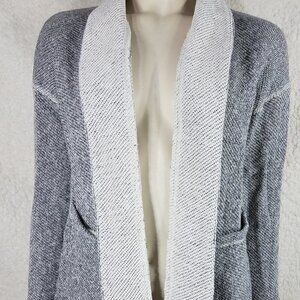 Eileen Fisher gray organic cotton open front cardigan jacket pockets ladies XXS